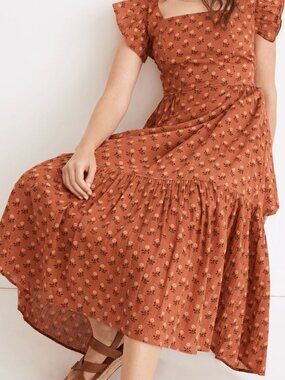 embroidered tiered midi dress in cottage garden Embroidered Tiered Midi Dress
